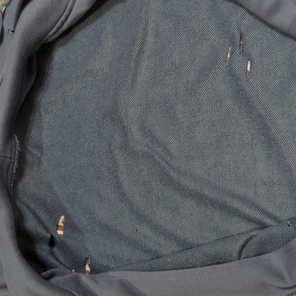 Distressed/Ripped Blue Zip Up Hoodie - Picture 6 of 10